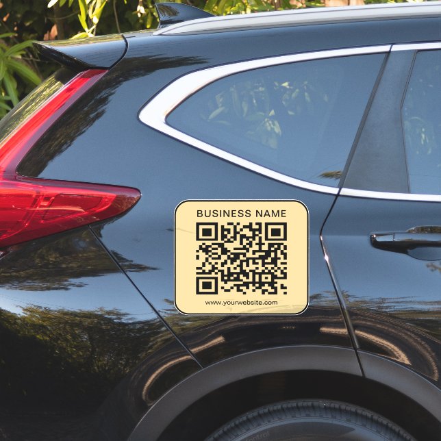 Your Business Name Url QR Code Large Black & Gold (Car Side)