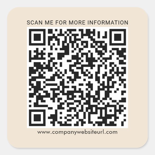 Your Business QR Code and Company Website Square Sticker (Front)