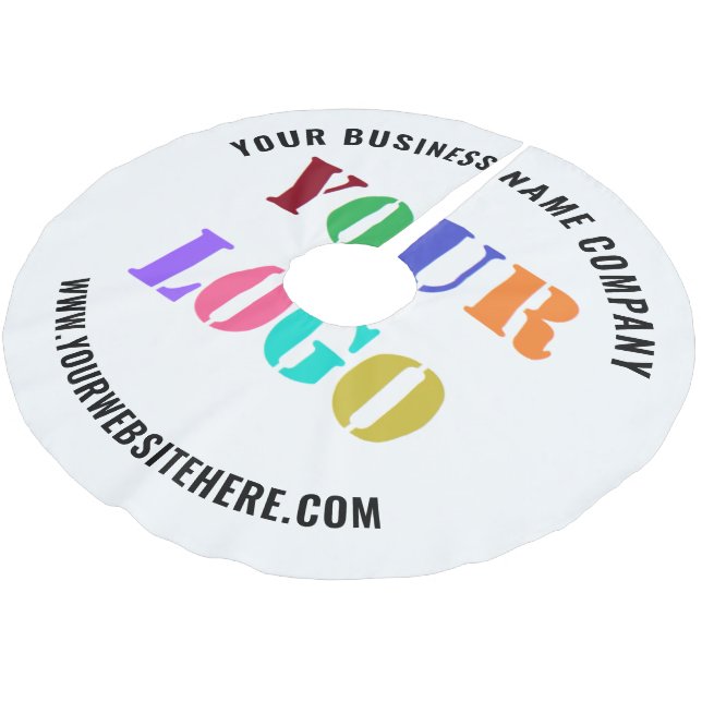 Your Businesss Logo and Text Christmas Tree Skirt (Angled)