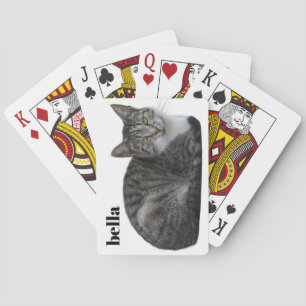 Your Cat Name and Pet Photo Template Playing Cards