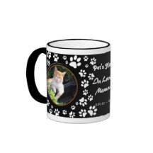Your Cat Photos Memorial Paw Prints on Black Mug
