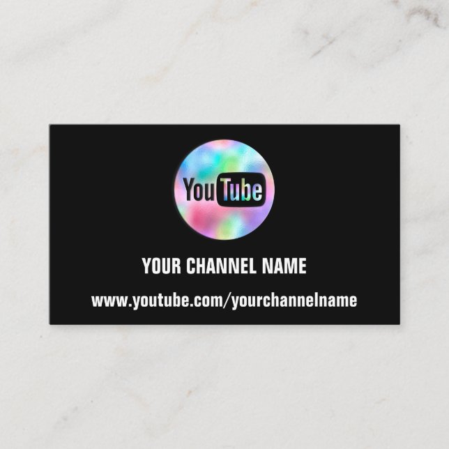 YOUR CHANNEL NAME YOUTUBER SUSCRIBE LOGO QR BLACK BUSINESS CARD (Front)