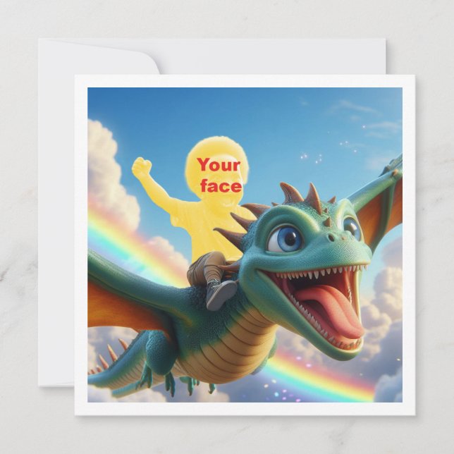 Your child flying on a dragon, dragon card (Front)