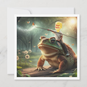 Your child riding a frog, put my face in the card