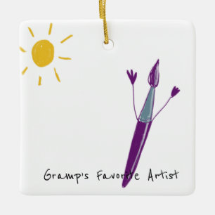 Your Child’s Artwork For Grandpa Christmas Ceramic Ornament