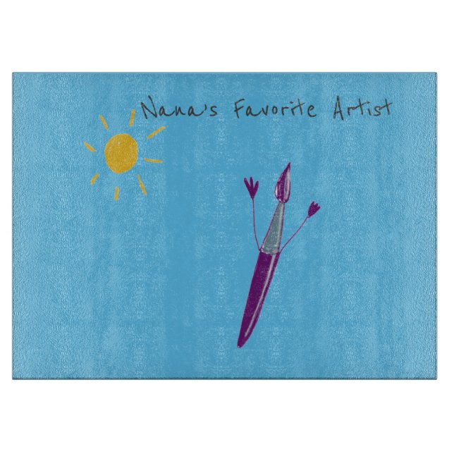 Your Child’s Artwork For Nana On A Glass Cutting Board (Front)