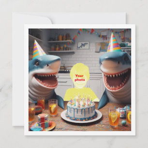 Your child with sharks birthday party, shark bday card