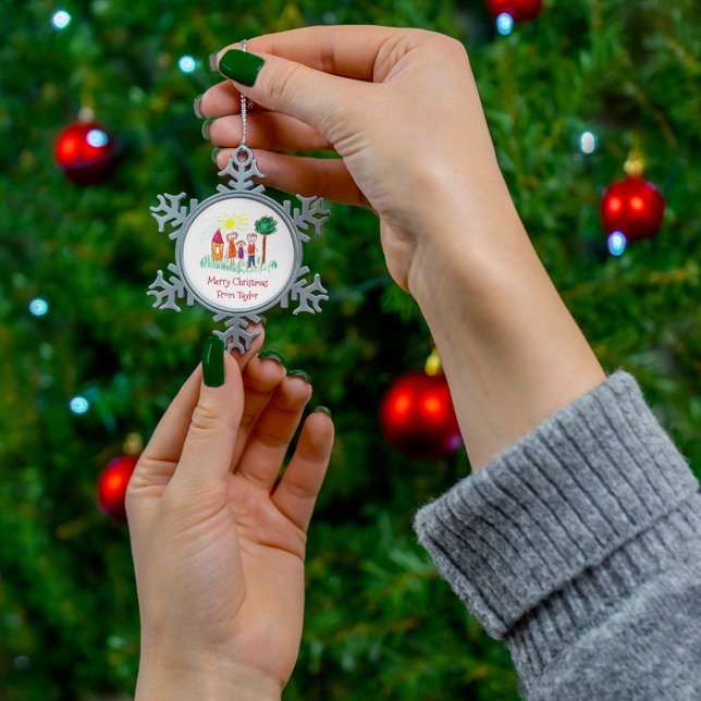 Your Child's Artwork Christmas Snowflake Pewter Christmas Ornament (Your Child's Artwork Christmas Snowflake Pewter Christmas Ornament)