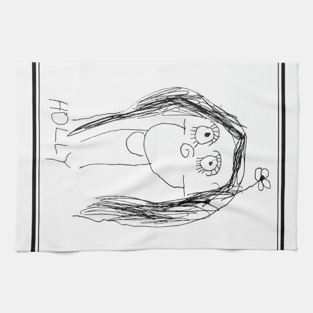 Your Child's Drawing - Mother's Day Gift Kitchen Towel (Horizontal)