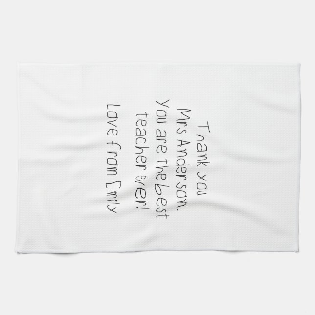 Your Child's Message Handwriting Teacher Gift Kitchen Towel (Horizontal)