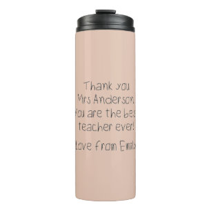 Your Child's Message Handwriting Teacher Gift Pink Thermal Tumbler