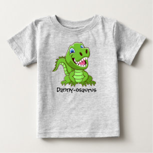 Your Child's Name Happy Baby T-Rex Dinosaur Baby T-Shirt