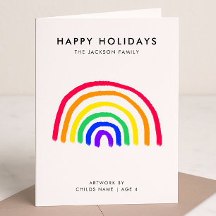 Your Child's Own Artwork   Upload Kids Drawing Hol Holiday Card