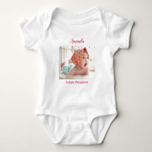 Your Child's Photo "Future President" Name Message Baby Bodysuit