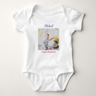 Your Child's Photo "Future President" Name Message Baby Bodysuit