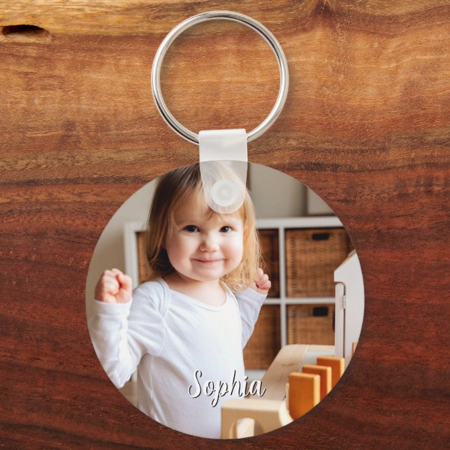Your Child's Photo & Script Name Keychain (Front)