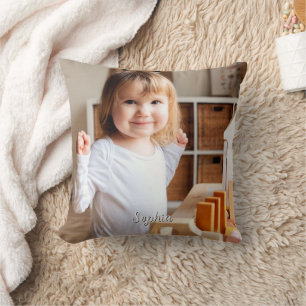 Your Child's Photo & Script Name Throw Pillow