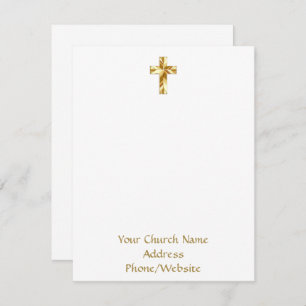 Your Church Name Gold Cross Elegant Note Card
