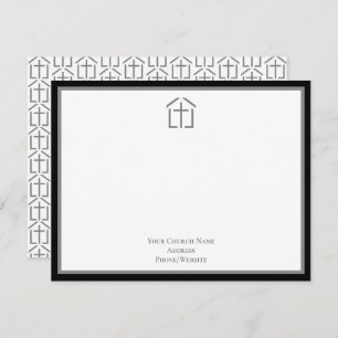 Your Church Name Logo Cross Grey Note Card