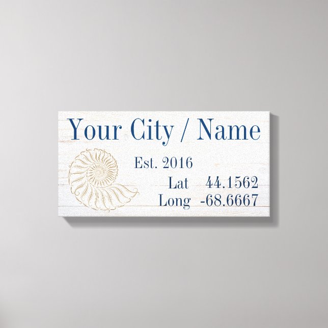 Your City or Family Name Latitude and Longitude Canvas Print (Front)
