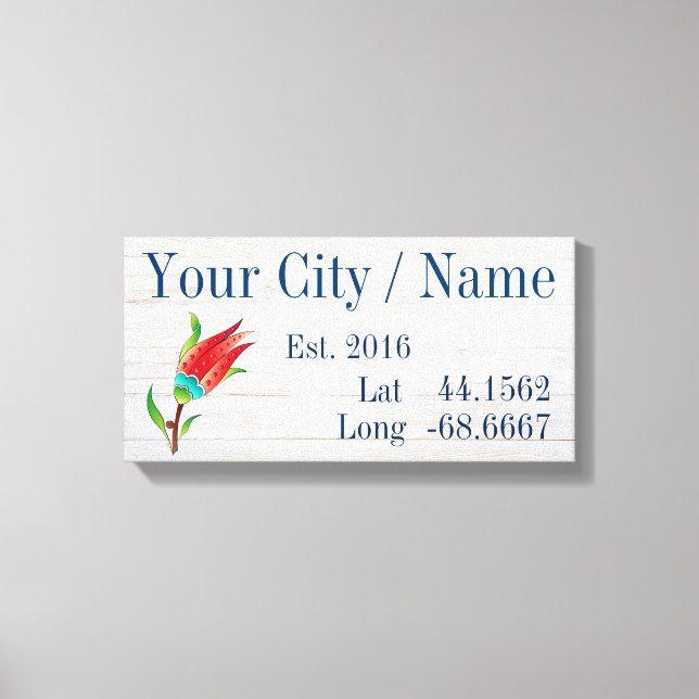 Your City or Family Name Latitude and Longitude Canvas Print (Front)