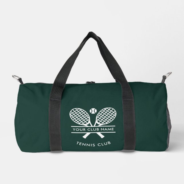 Your Club Name Tennis Rackets Icons Green Duffle Bag (Front)
