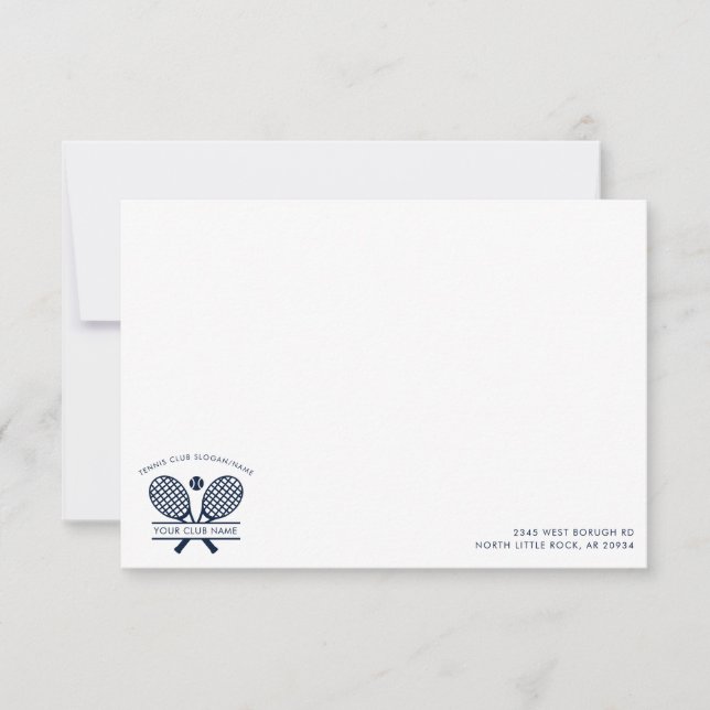 Your Club Name Tennis Team Custom Thank You Card (Front)