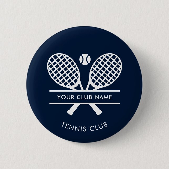 Your Club Name Tennis Team Navy Blue Custom 2 Inch Round Button (Front)