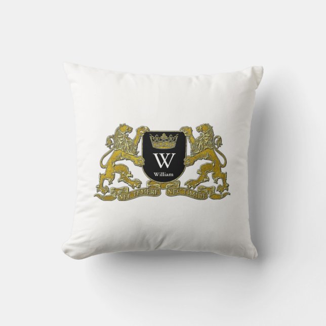 Your Coat of Arms Monogram and Colour Throw Pillow (Front)