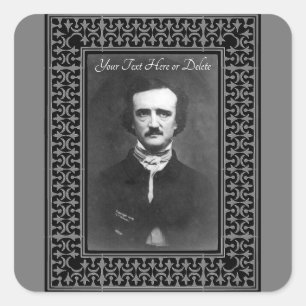 Your Color/Text Edgar Allen Poe Vintage Border Square Sticker