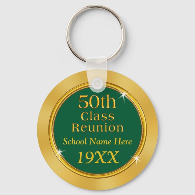 Your COLORS and TEXT 50th Class Reunion Favours Keychain (Front)