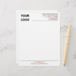 Your Colors Business Office Letterhead with Logo<br><div class="desc">Your Colors and Font - Simple Personalized Business Office Letterhead with Logo - Add Your Logo - Image / Business Name - Company / Address - Contact Information - Resize and move or remove and add elements / image with customization tool. Choose / add your favorite elements and text colors...</div>
