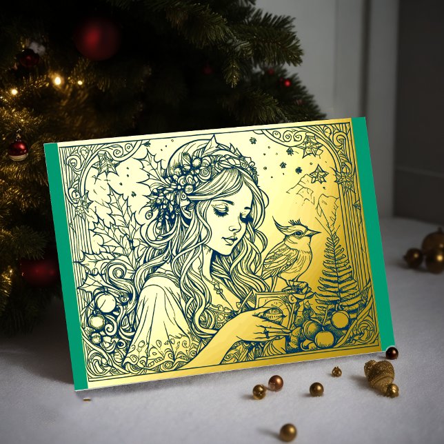 Your Colours Christmas Woman Foil Foil Holiday Card (Creator Uploaded)