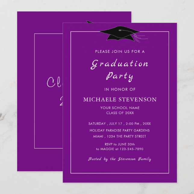 Your Colours Graduation Invitation - Choose Font (Front/Back)