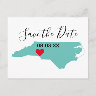 Your Colours North Carolina Map Shape Save the Dat Announcement Postcard