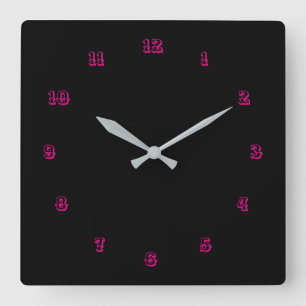 Your Colours Numbers Font Text Personalized  Square Wall Clock