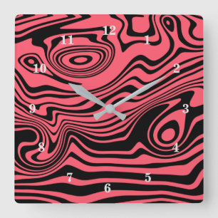 Your Colours Wall Clock with Abstract Black Waves