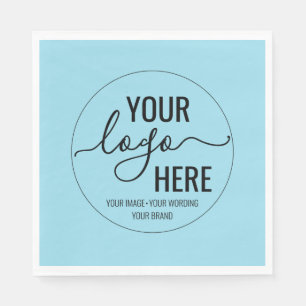 Your Company Business Logo Branding Baby Blue Napkin