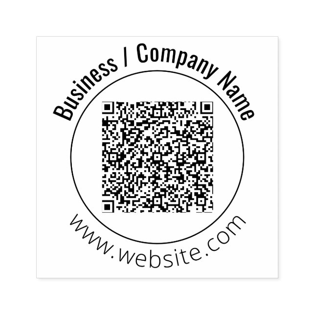 Your Company Custom Qr Code Image | Name | Website Rubber Stamp (Imprint)