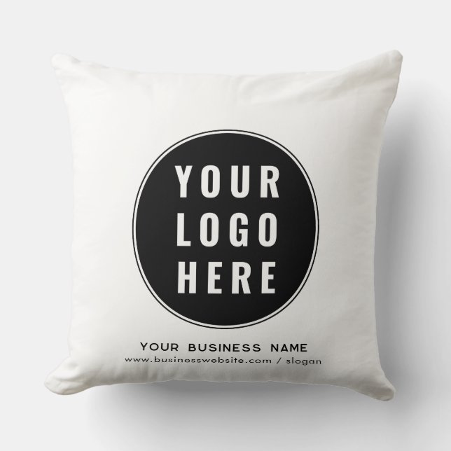 Your Company Logo and Business Website Promotional Throw Pillow (Front)