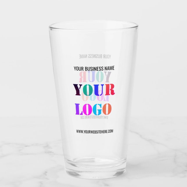 Your Company Logo and Custom Text Business Glass (Front)