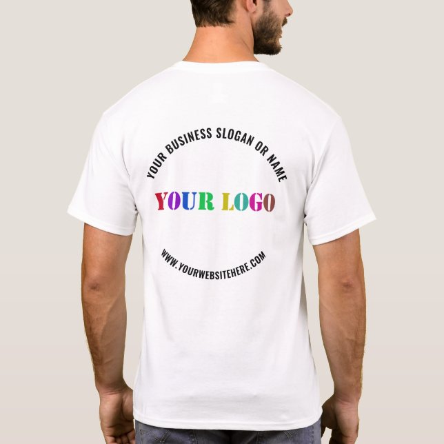 Your Company Logo and Custom Text Business T-Shirt (Back)