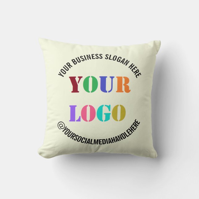 Your Company Logo and Custom Text Throw Pillow (Front)