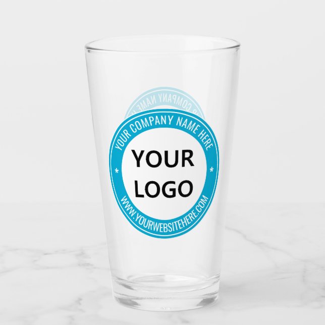 Your Company Logo and Text Branded Glass Example (Front)