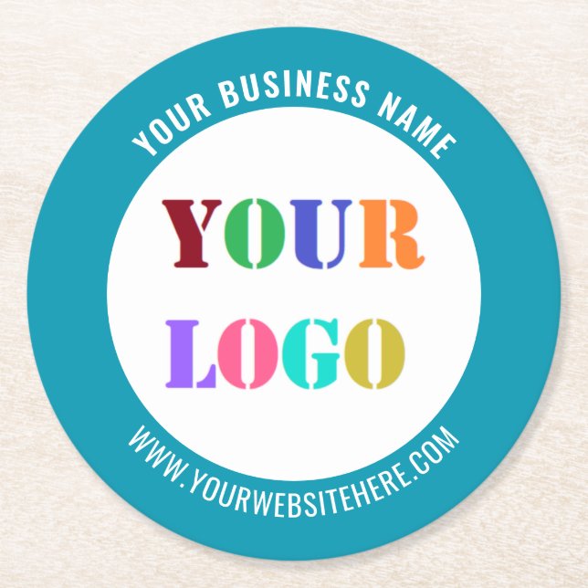 Your Company Logo and Text Branded Paper Coasters (Front)