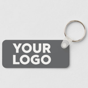 Your Company Logo and Text Corporate Swag Grey Keychain