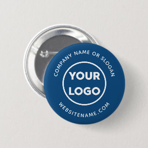 Your Company Logo and Text on Blue Corporate Swag 2 Inch Round Button