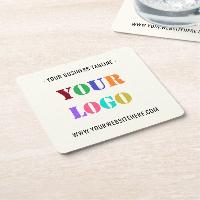 Your Company Logo and Text Paper Coaster Template (Angled)