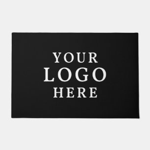Your Company Logo Business Branding Black Front Doormat