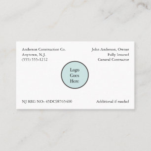 Your Company Logo Custom Information Registration Business Card